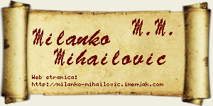 Milanko Mihailović vizit kartica